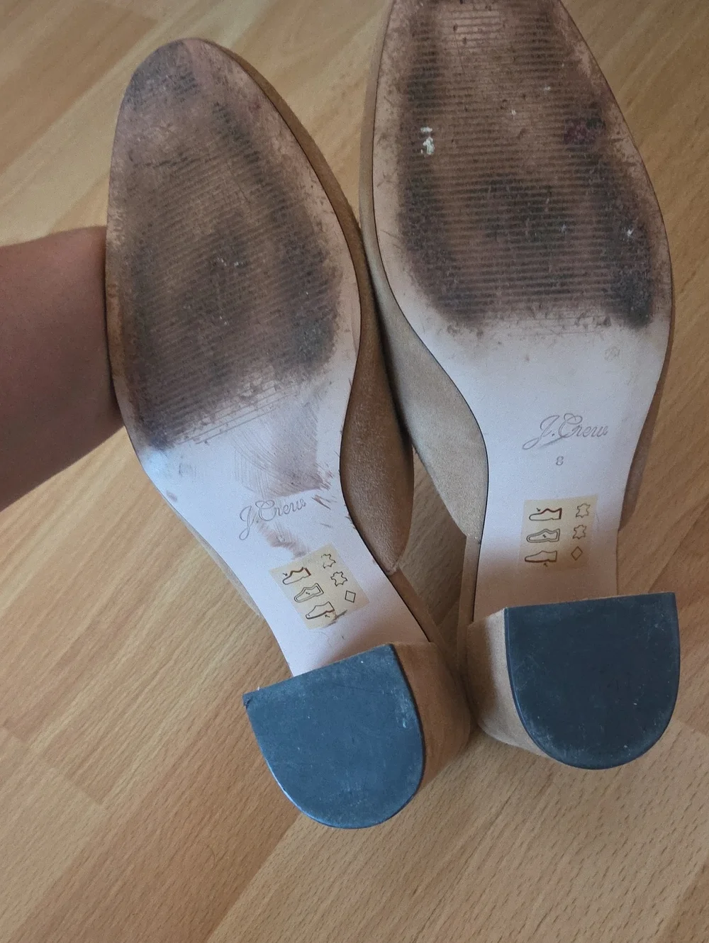 J. Crew Beige Suede Slip-On Block Heel Mules Size 8 Contemporary Minimalist